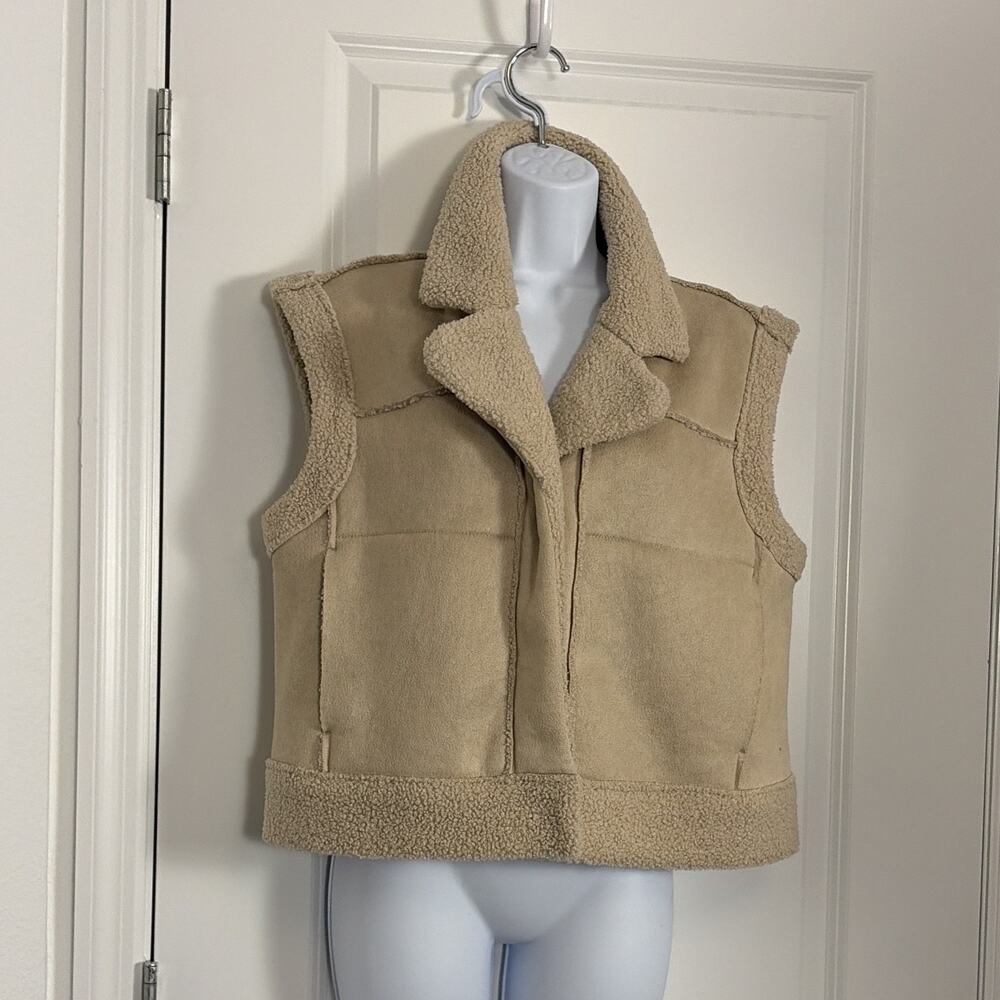 Industry Republics Faux Suede Sherpa Trim Vest S